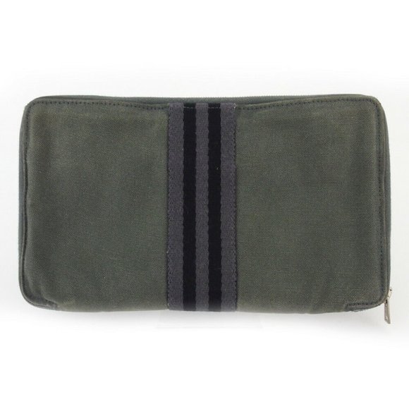 HERMES wallet Furutu gray gray cotton 100% Auth used G1530